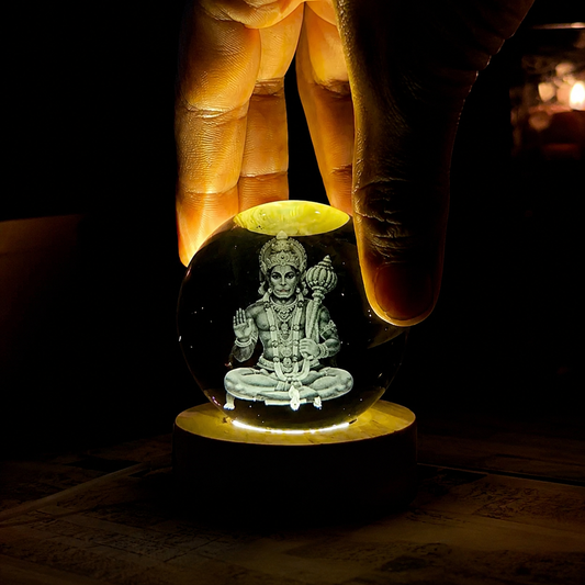 3D Crystal Ball Divine Collection – Hanuman Ji, Lord Shiva & Lord Vishnu LED Crystal Sphere