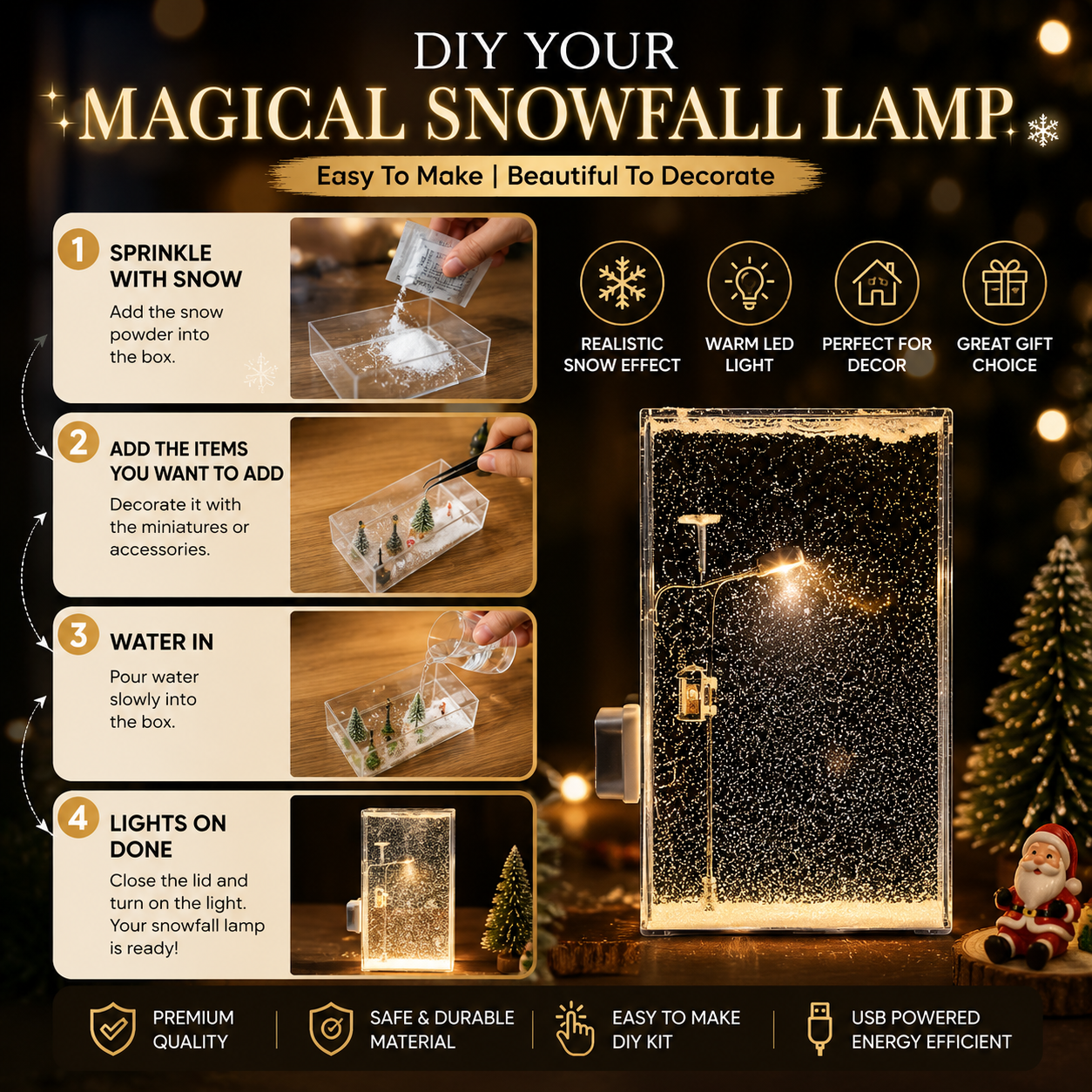 Magical Snowfall LED Night Lamp – Premium Aesthetic Room Decor Light