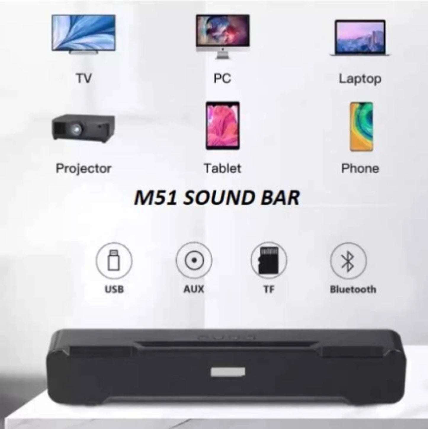 FRONY 15W Bluetooth Soundbar Speaker | 2400mAh Battery | Wireless Bluetooth 5.0 | LED Display | Deep Bass | USB/TF/AUX Support