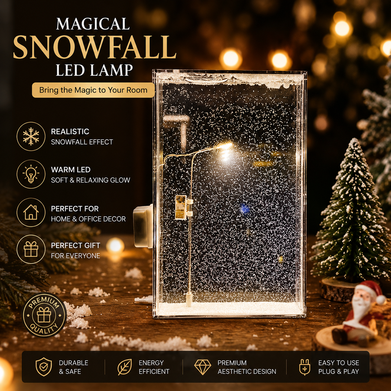 Magical Snowfall LED Night Lamp – Premium Aesthetic Room Decor Light
