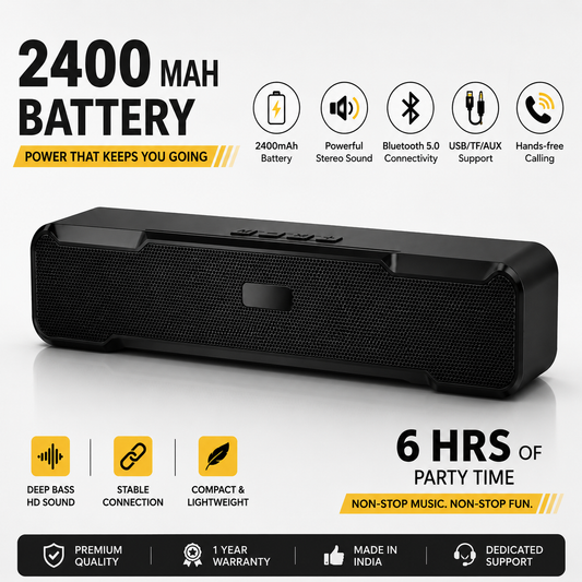 FRONY 15W Bluetooth Soundbar Speaker | 2400mAh Battery | Wireless Bluetooth 5.0 | LED Display | Deep Bass | USB/TF/AUX Support