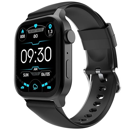 Fire-Boltt Rise Smart Watch | 1.85" HD Display | Bluetooth Calling | AI Voice Assistant | SpO2 & Heart Rate Monitor | 120+ Sports Modes | IP67 Waterproof | Black
