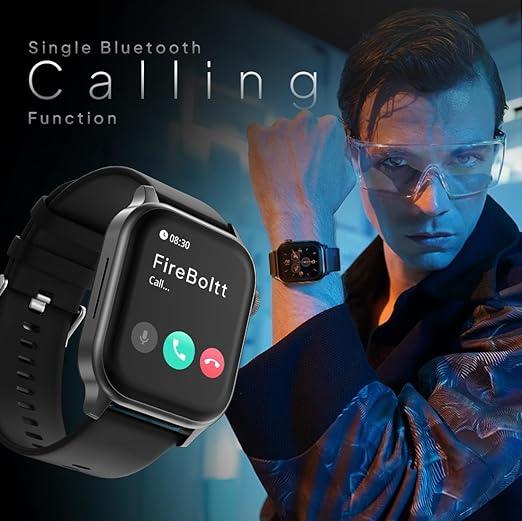 Fire-Boltt Rise Smart Watch | 1.85" HD Display | Bluetooth Calling | AI Voice Assistant | SpO2 & Heart Rate Monitor | 120+ Sports Modes | IP67 Waterproof | Black