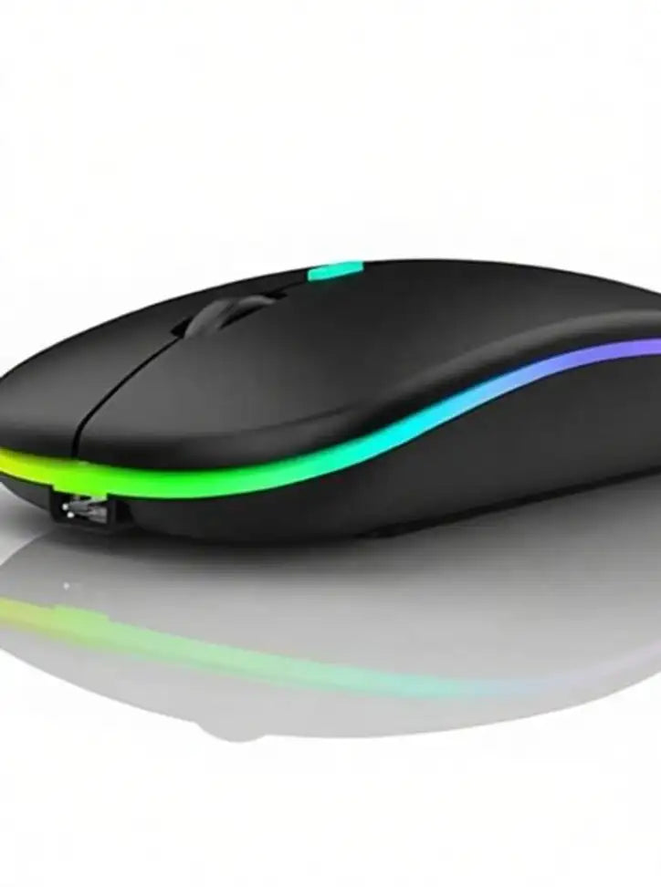 Dezful Rechargeable Wireless RGB Mouse | Bluetooth + 2.4GHz | Silent Click | Adjustable DPI | Lightweight Design
