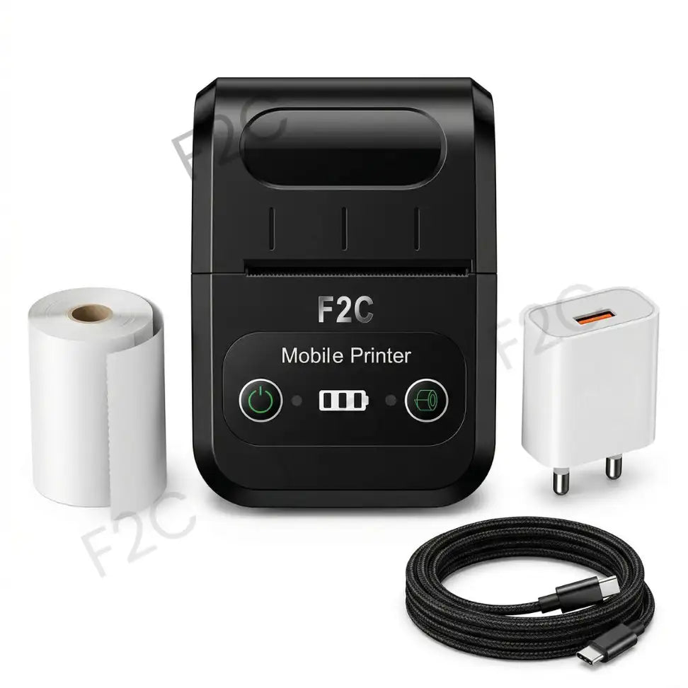 F2C 58mm Portable Bluetooth Thermal Printer | Wireless Mini Receipt Printer | USB + Bluetooth | Android & Windows Compatible