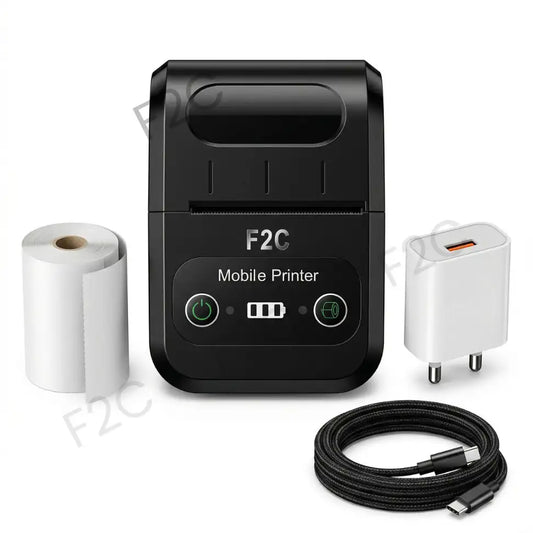 F2C 58mm Portable Bluetooth Thermal Printer | Wireless Mini Receipt Printer | USB + Bluetooth | Android & Windows Compatible